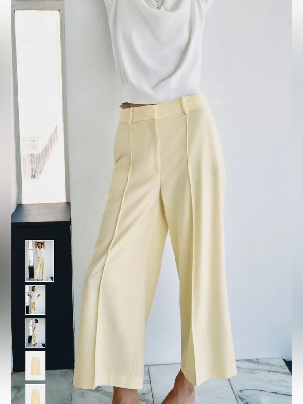 Zara NWT Wide-Leg Pants in Pale Yellow Size M